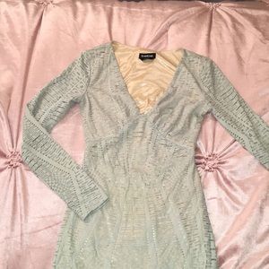 Teal cut out Long sleeve dress